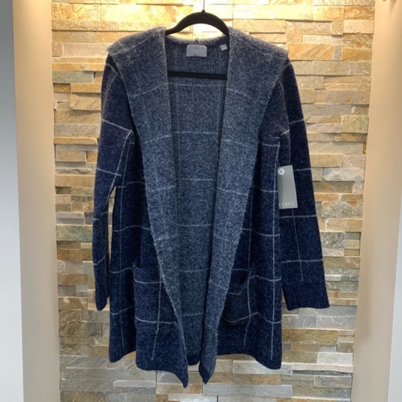 Cyrus Windowpane Hooded Cardigan Coat - Picture 3 of 6